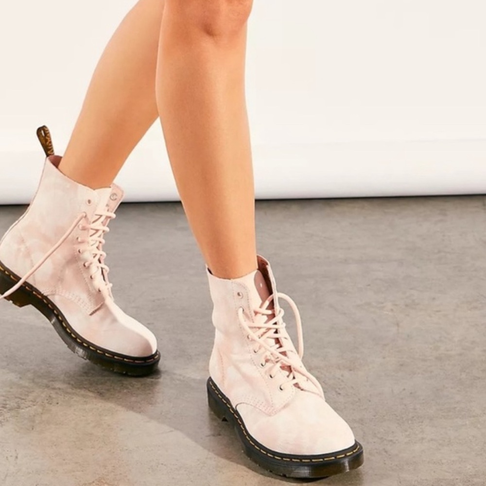 DR. MARTENS 1460 Pascal Tie Dye Printed Suede Leather Womens Ankle Boots